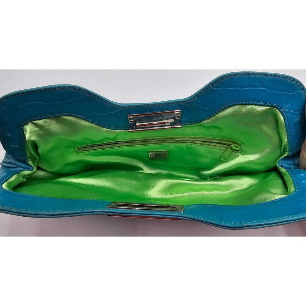 Maxx New York Blue Genuine Cow Embossed Leather Clutch - Picture 10 of 16